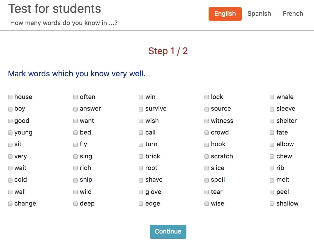 How Many English Words Do I Know Test